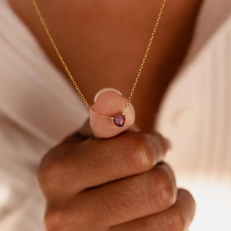 Custom Heart Birthstone Necklace