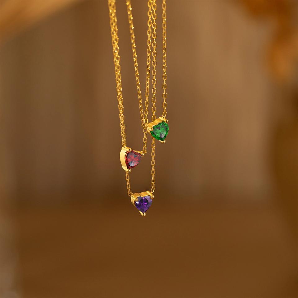 Custom Heart Birthstone Necklace