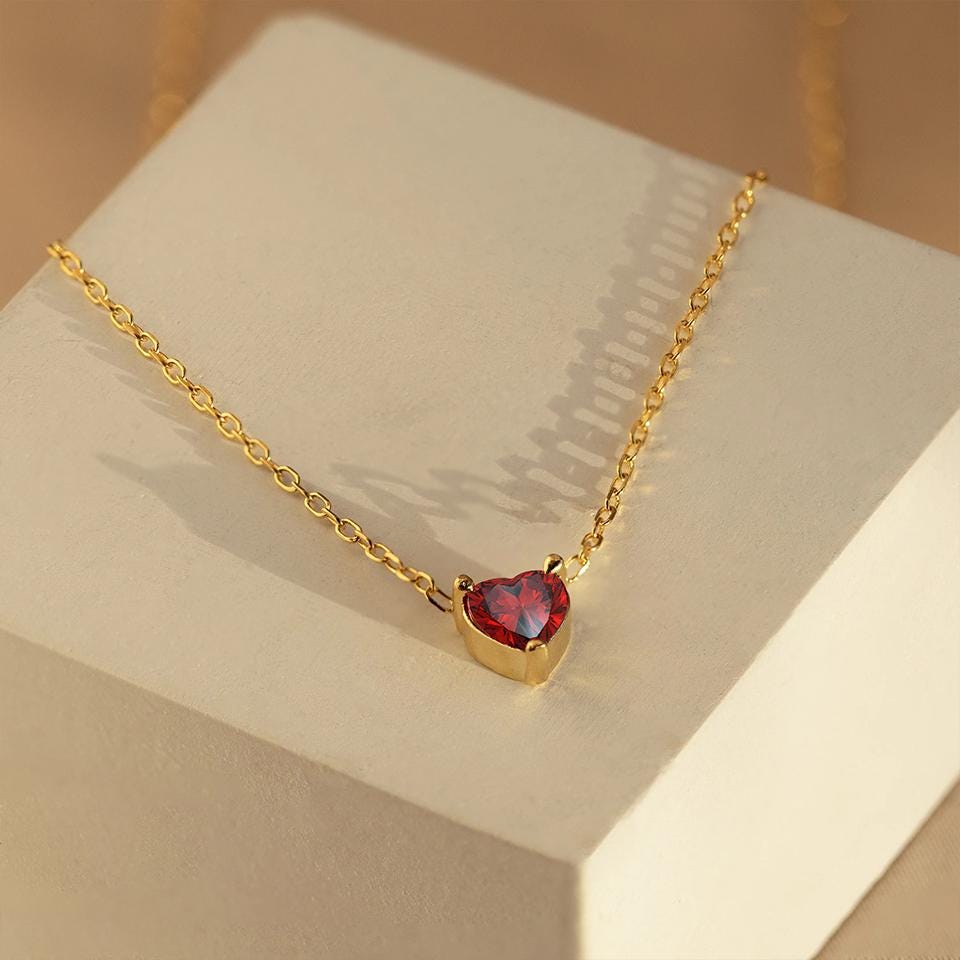 Custom Heart Birthstone Necklace