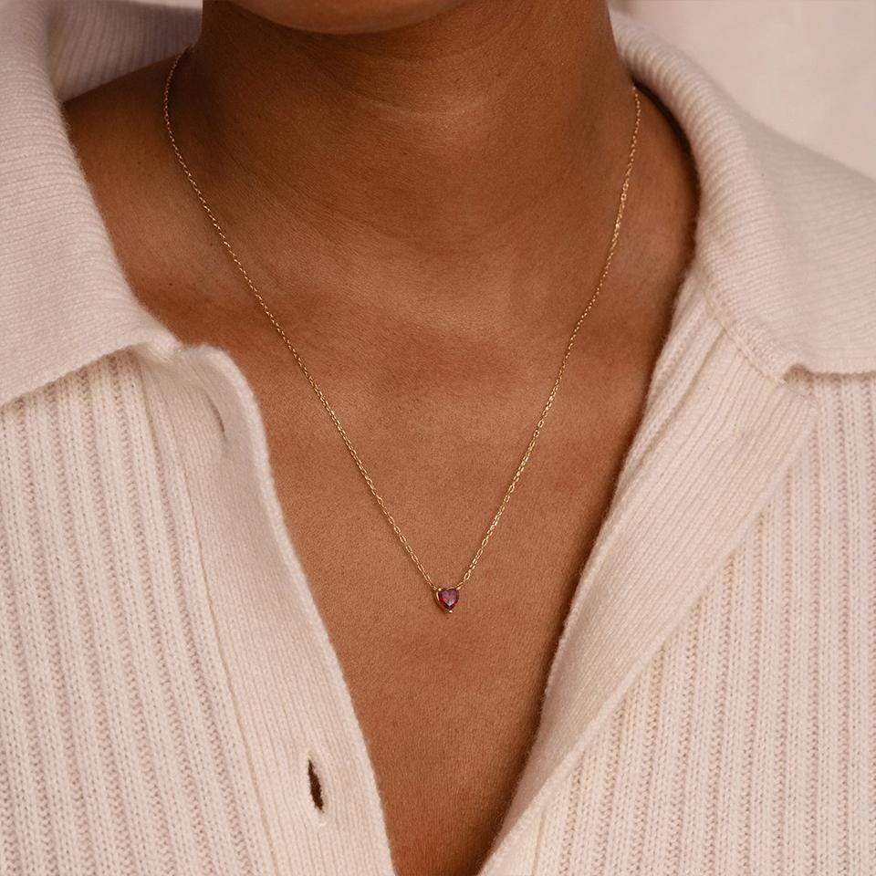 Custom Heart Birthstone Necklace