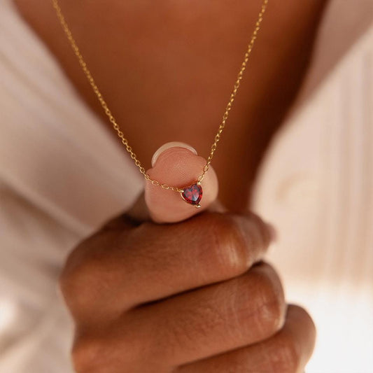 Custom Heart Birthstone Necklace