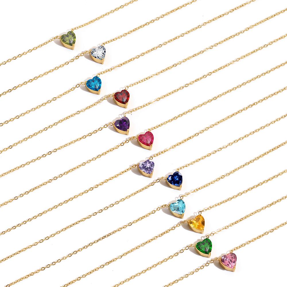 Custom Heart Birthstone Necklace