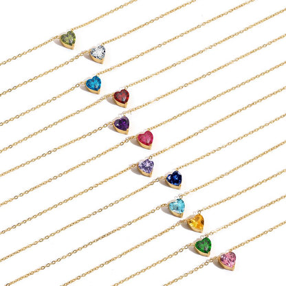 Custom Heart Birthstone Necklace