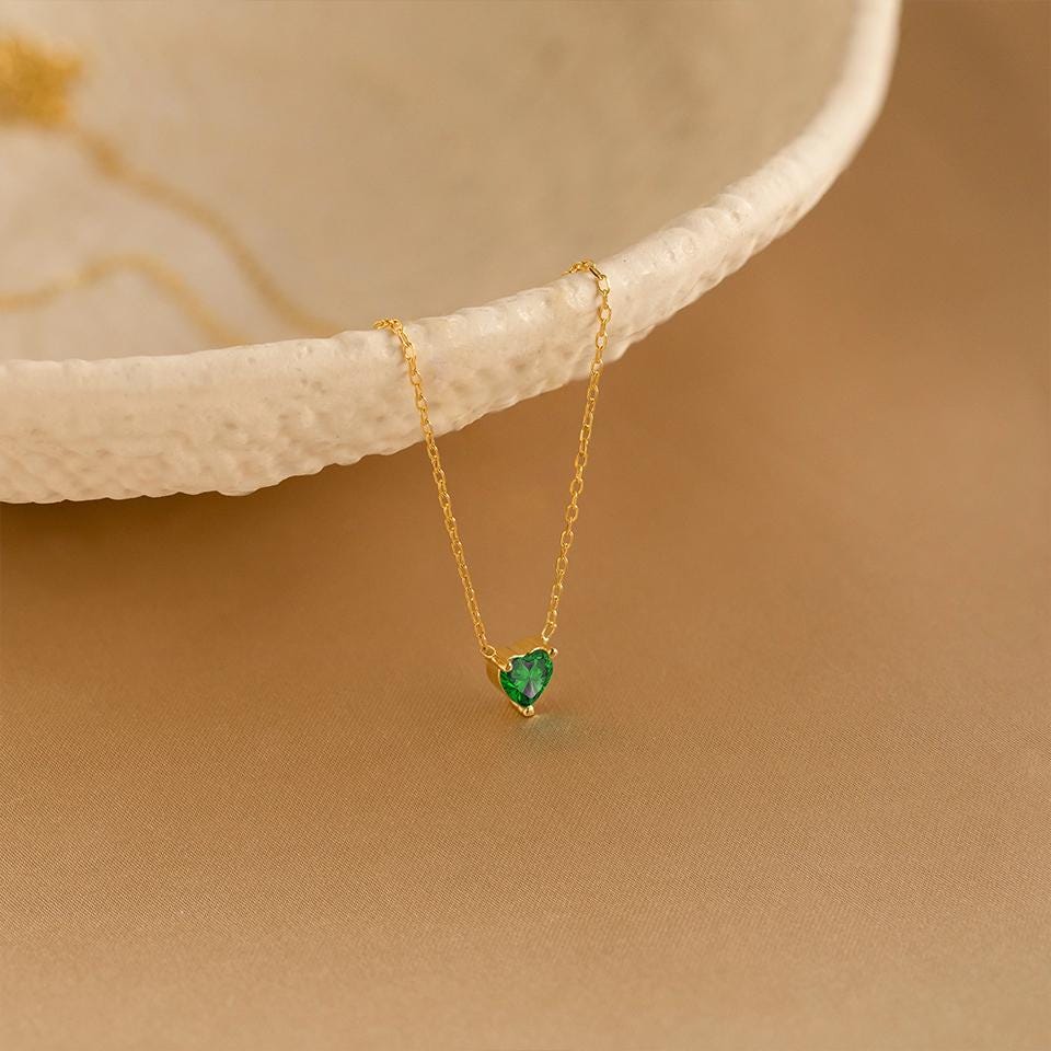 Custom Heart Birthstone Necklace