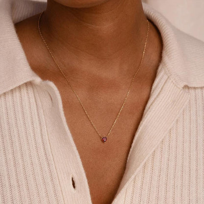 Custom Heart Birthstone Necklace