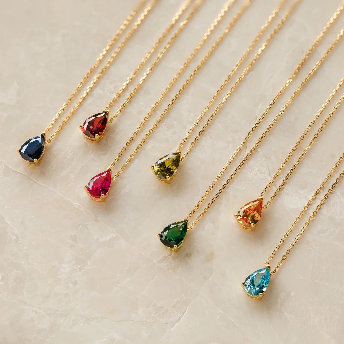 Teardrop Birthstone Necklace