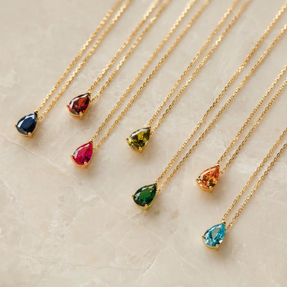 Teardrop Birthstone Necklace